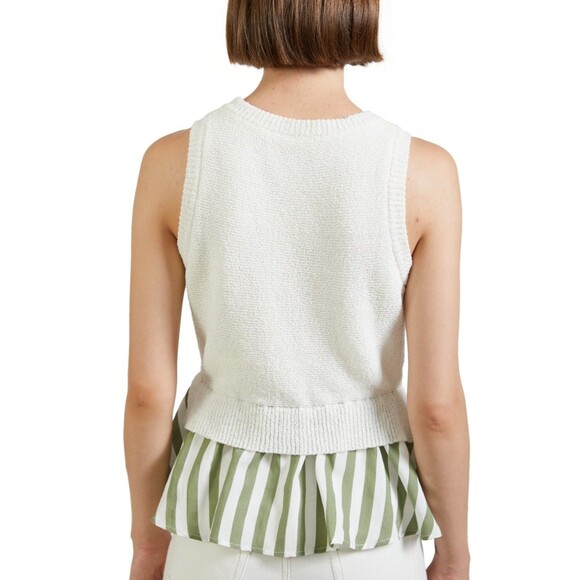 En Saison Cece Mixed Media Top - Green, XS - Picture 4 of 4